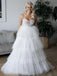 Pretty Spaghetti Strap Tulle A-line Long Wedding Dresses Evening Dresses, WD1127