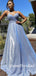 A-line V-neck Spaghetti Strap Satin Long Prom Dresses.SW1186