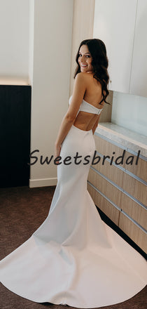 Pretty Straight Mermaid With Train Long Wedding Dresses Evening Dresses, WD1128