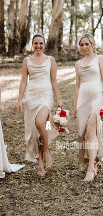 Elegant V-neck Side Slit Long Bridesmaid Dresses Online, SW1227