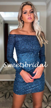Simple Straight Long Sleeve Mini Short Homecoming Dresses, BTW303