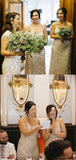 Charming V-neck Spaghetti Strap Sleeveless Memraid Sequin Long Bridesmaid Dresses, SW1162