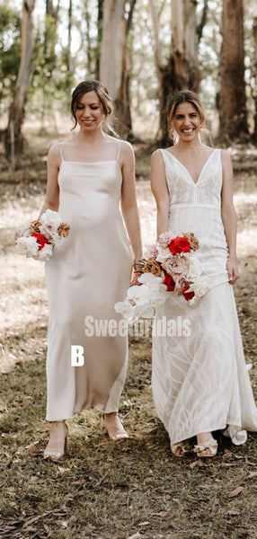 Elegant V-neck Side Slit Long Bridesmaid Dresses Online, SW1227