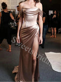Elegant Off shoulder Sleeveless Sheath Prom Dresses,SWW1734