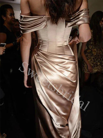 Elegant Off shoulder Sleeveless Sheath Prom Dresses,SWW1734