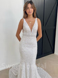 Simple Sexy V-neck Mermaid Pretty Wedding Dresses,DB0196