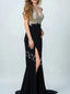 Elegant V-neck Side slit A-line Prom Dresses,SW1805