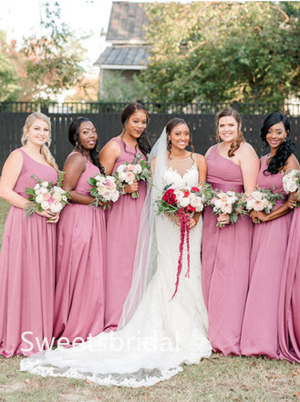 One-shoulder A-line Elegant Simple Long Bridesmaid Dressess,SWE1360