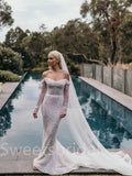 Simple Sweetheart Off-shoulder Mermaid Wedding Dresses, DB0220