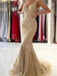 Sexy V-neck Sleeveles Lace applique Mermaid Prom Dresses,SWW1782