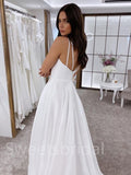 Simple Square neckline A-line Side slit Wedding Dresses,DB0197