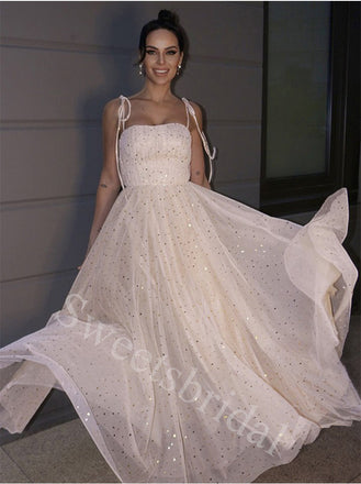 Elegant Square Sleeveless A-line Evening Gowns Prom Dresses,SW1913