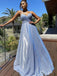 A-line V-neck Spaghetti Strap Satin Long Prom Dresses.SW1186