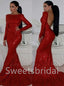 Sexy long sleeves Open back Mermaid Prom Dresses, SW1548