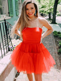 Sexy Straight Tulle A Line Short Homecoming Dresses, BTW243