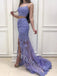 Elegant Spaghetti straps Side slit Two-pieces Mermaid Prom Dresses,SW1859