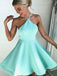 Simple Halter Sleeveless Backless Satin A Line Short Homecoming Dress, BTW215