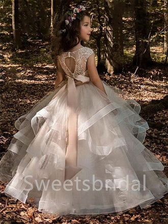 BeautifuI Scoop Sleeveless A Line Flower Girl Dresses, FGS0048