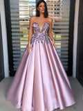 Simple Sweetheart A-line Satin Long Prom Dresses.SW1152