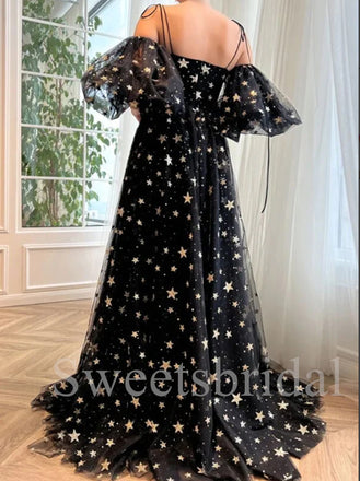 Elegant Off shouldr Side slit A-line Star Prom Dresses,SW1555