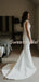 Pretty V-neck Mermaid With Train Sleeveless Long Wedding Dresses Evening Dresses, WD1129