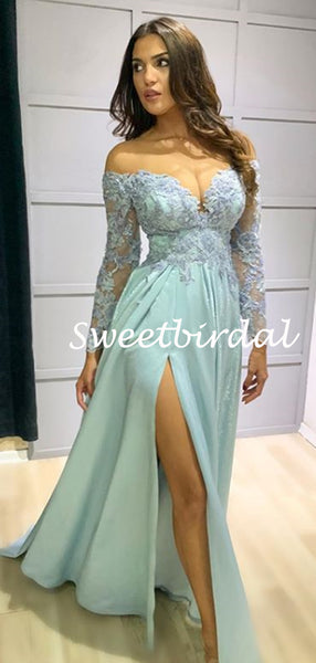 Sexy Sweetheart Lace Long Sleeve A-line Evening Party Prom Dresses,SW1143