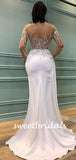 Simple Mermaid Side Slit Satin See-through Long Prom Dresses.SW1177