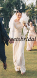 Pretty Vintage Long Sleeve Long Wedding Dresses Evening Dresses, WD1137