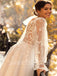 Elegant V-neck Long sleeves A-line Lace applique Wedding Dresses,DB0299