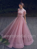 Elegant Strapless Cap sleeves A-line Prom Dresses, SW1499
