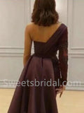 Elegant One shoulder Side slit A-line Prom Dresses, SW1518