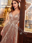 Elegant V-neck Spaghetti straps A-line Prom Dresses,SW1801