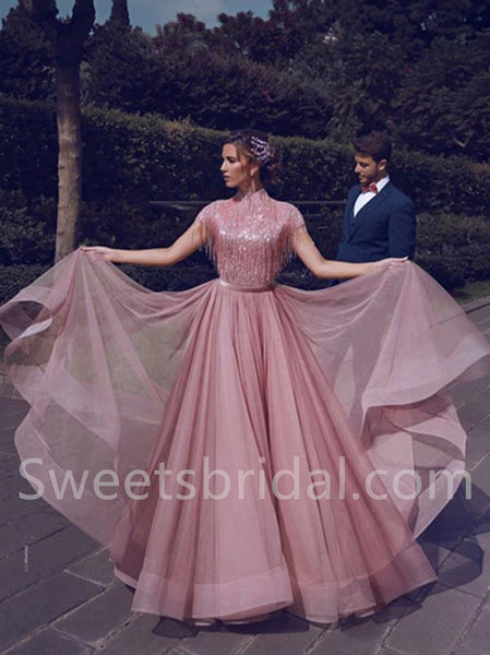 Elegant Strapless Cap sleeves A-line Prom Dresses, SW1499