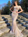 Elegant Off-shoulder Sweetheart Sleeveless Mermaid Prom Dresses ,SW1312