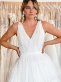 Simple V-neck A-line Wedding Dresses,  DB0241