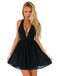 Simple Black Deep V Neck Chiffon A Line Short Homecoming Dress, BTW212