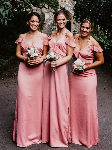 Off-shoulder Floor-length Wedding Bridesmaid Dresses, SW1190