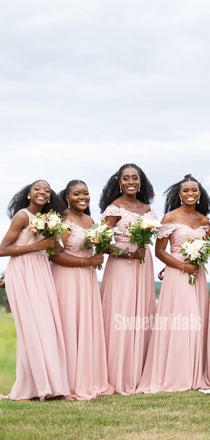 Charming Off-shoulder A-line Long Bridesmaid Dresses Online, SW1229