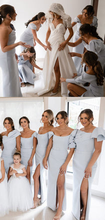 Mismatched Charming Side Slit Long Bridesmaid Dresses Online, SW1219