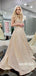 Simple V-neck A-line Sequin Cheap Long Prom Dresses.SW1209