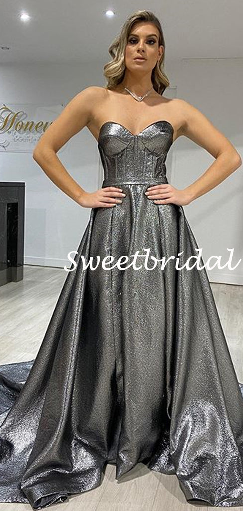 Sexy Sweetheart Satin Sleeveless A-line Evening Party Prom Dresses,SW1144