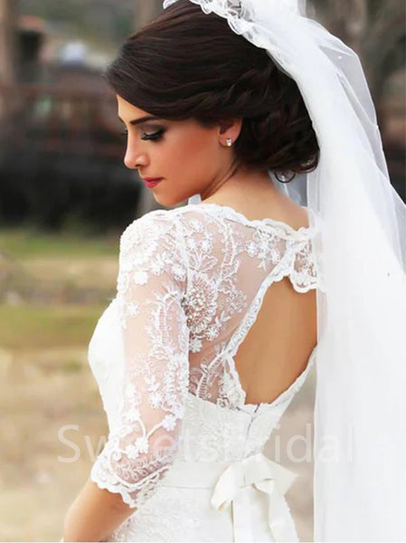 Elegant Long sleeves Mermaid Lace applique Wedding Dresses,DB0298