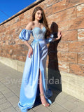 Elegant Sweetheart Off-shoulder Side slit A-line  Prom Dresses , SW1328