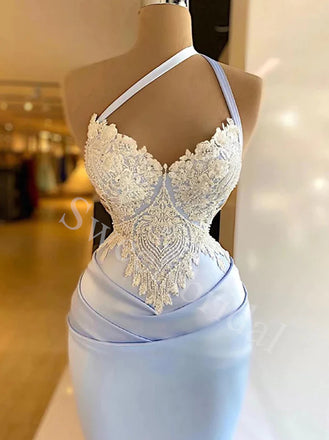 Sexy V-neck One shoulder Mermaid Prom Dresses,SW1789