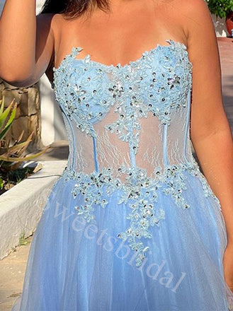 Elegant Sweetheart Sleeveless A-line Prom Dresses,SW1836