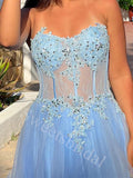Elegant Sweetheart Sleeveless A-line Prom Dresses,SW1836