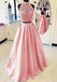 Two Pieces Elegant A-line High Neck Open Back Long Prom Dress ,MD336