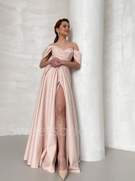 Elegant Sweetheart Off-shoulder Side slit A-line Prom Dresses ,SW1329