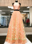 Elegant Strapless Two pieces A-line Prom Dresses,SW1751