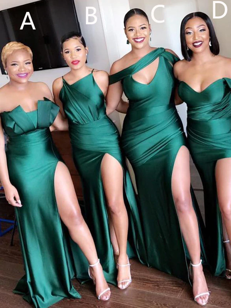 Mismatched Emerald Green Gold Mermaid Cheap Bridesmaid Dresses Online,SW1266